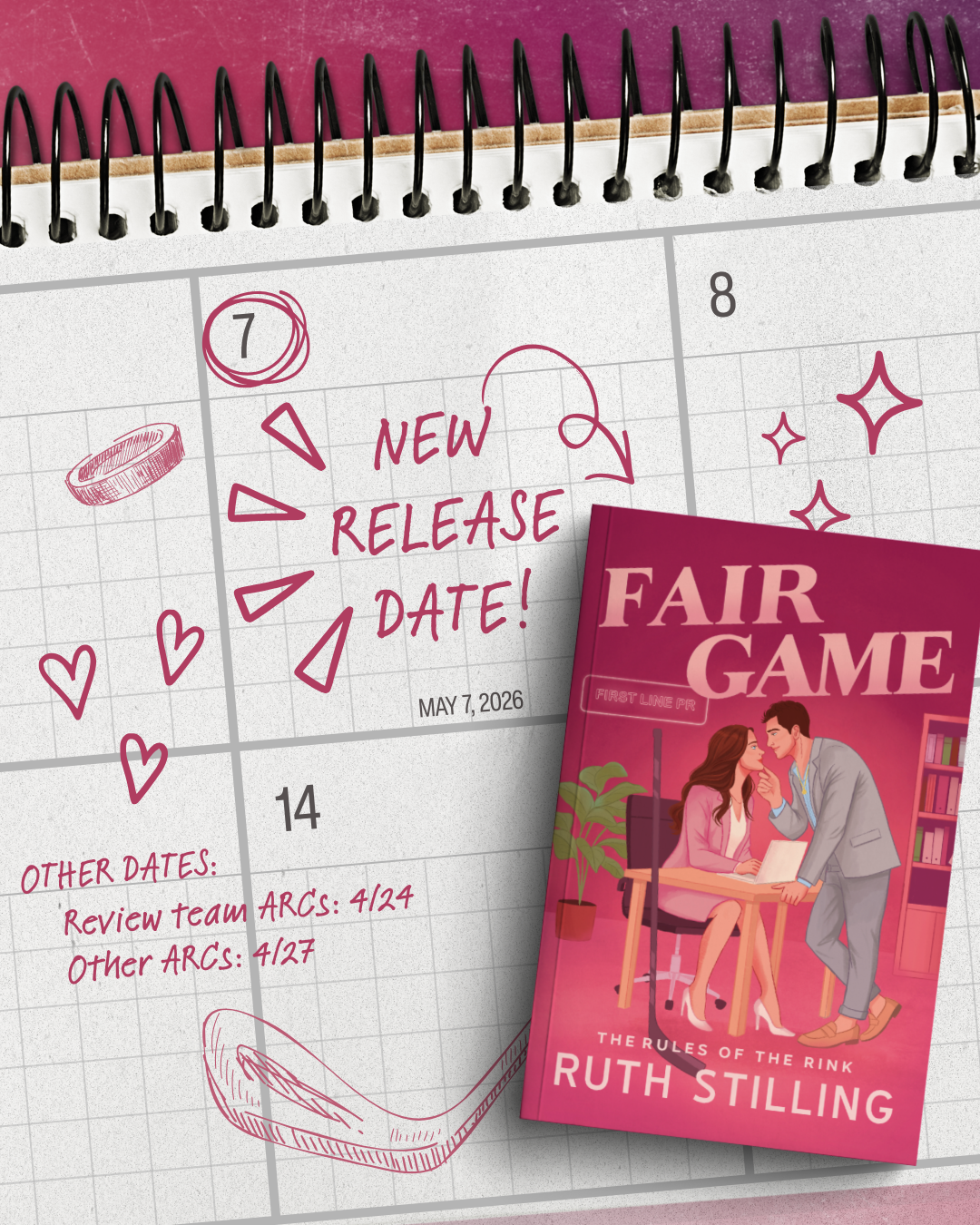 Hand-drawn planner calendar marks release date