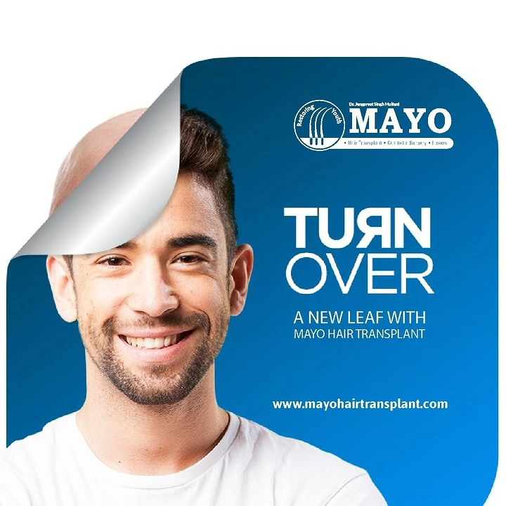 Hair Transplant & Hair Clinics creative ad: Page-peel reveals hair: 'Turn over new leaf'