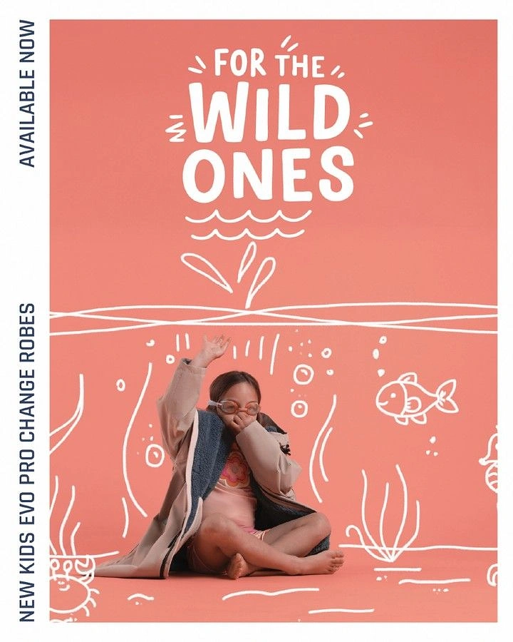 Kids Clothing creative ad: Robe as den, underwater doodles