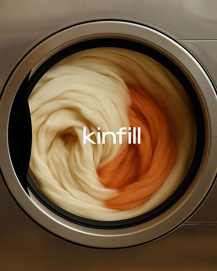 Laundry & Dry Cleaning creative ad: Two-tone fabric swirl inside drum