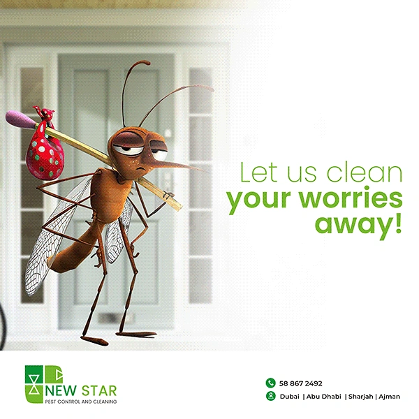 Pest Control creative ad: Mosquito packing bindle, moving out