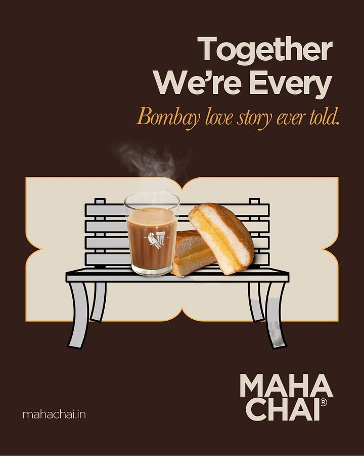 Tea & Chai Brands creative ad: Chai and bun on bench love story