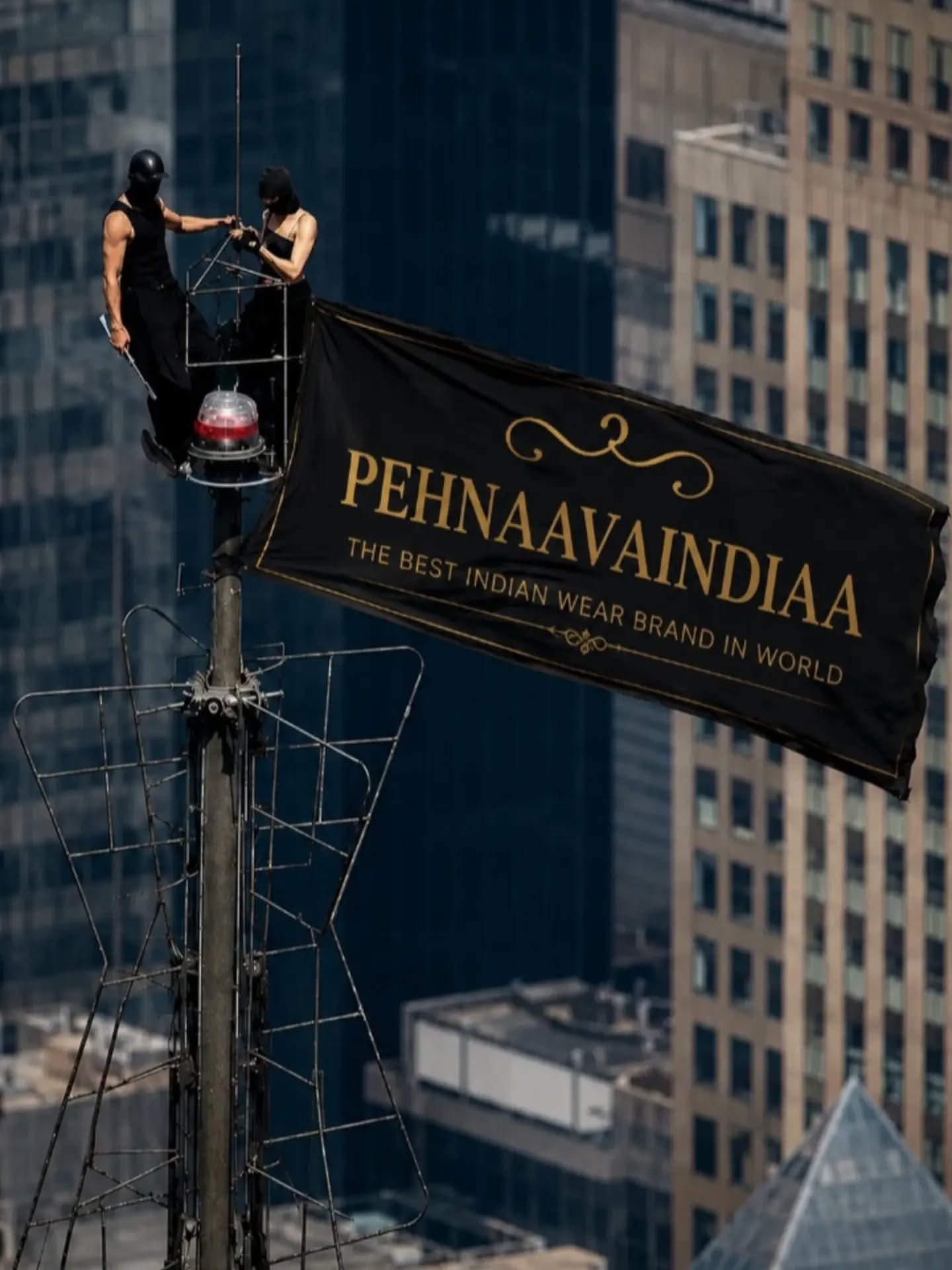 Instagram post: Flag atop skyscraper carries brand message, slide 2