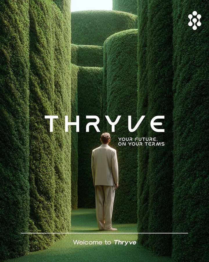 Finance & Banking creative ad: Man in a beige suit standing inside a tall green hedge maze