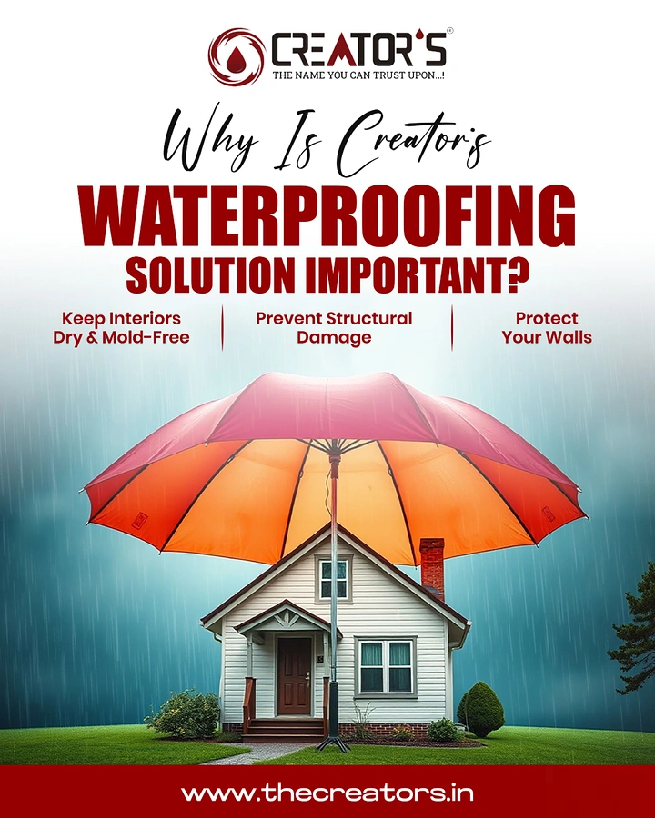Waterproofing creative ad: Umbrella metaphor protects house