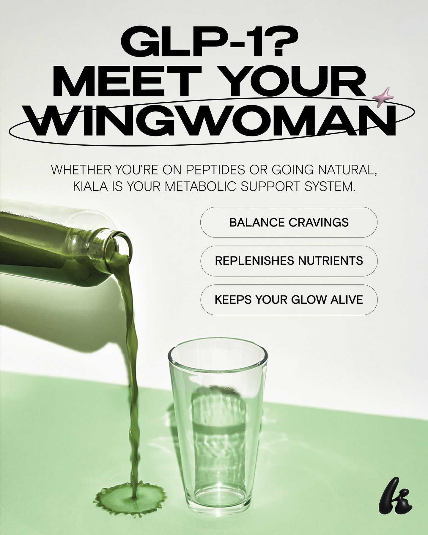 Instagram post: Witty wingwoman copy supports product metaphor