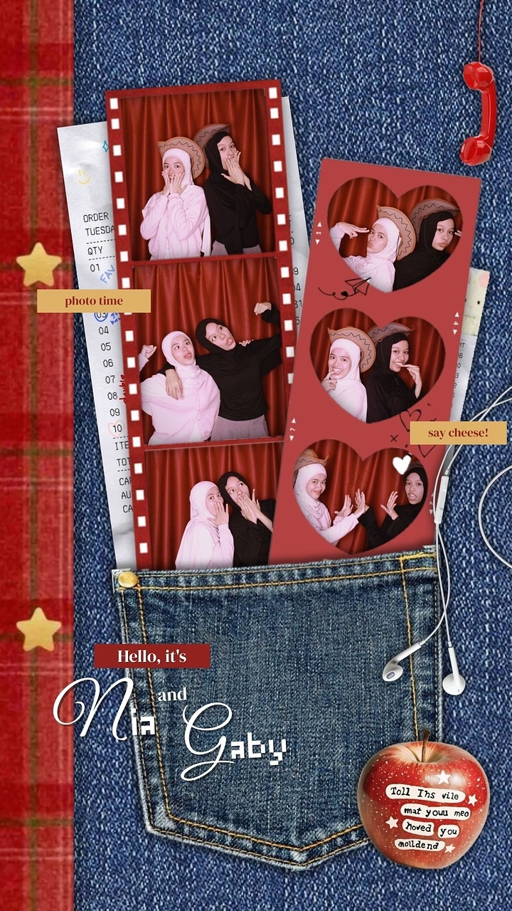 Photo Booth Rentals creative ad: Wedding strips integrated into denim jacket