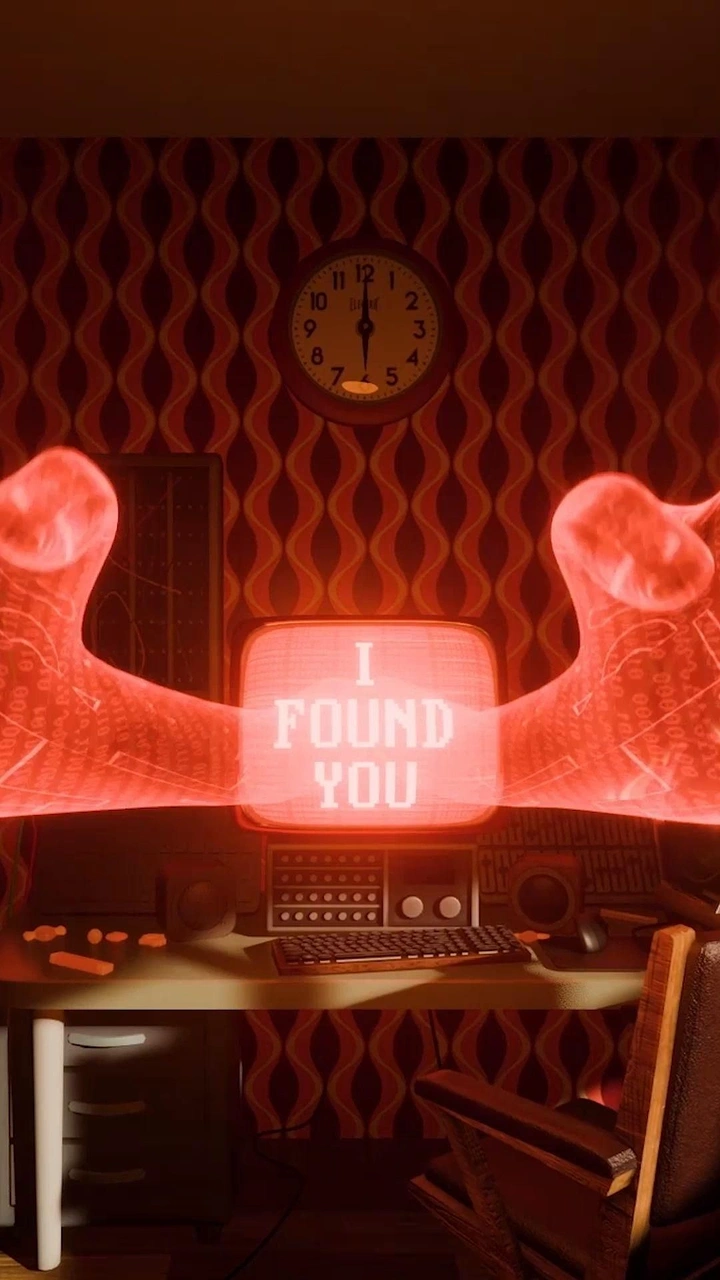 Escape Rooms creative ad: Neon found-you message builds suspense