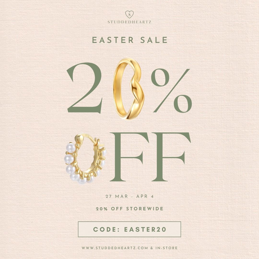 Gold ring and pearl hoop standing in for the zeros in 20% OFF
