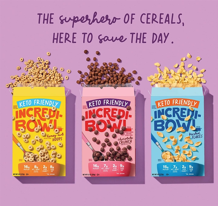 Breakfast Cereals & Oats creative ad: Superhero cereal metaphor with bold packaging