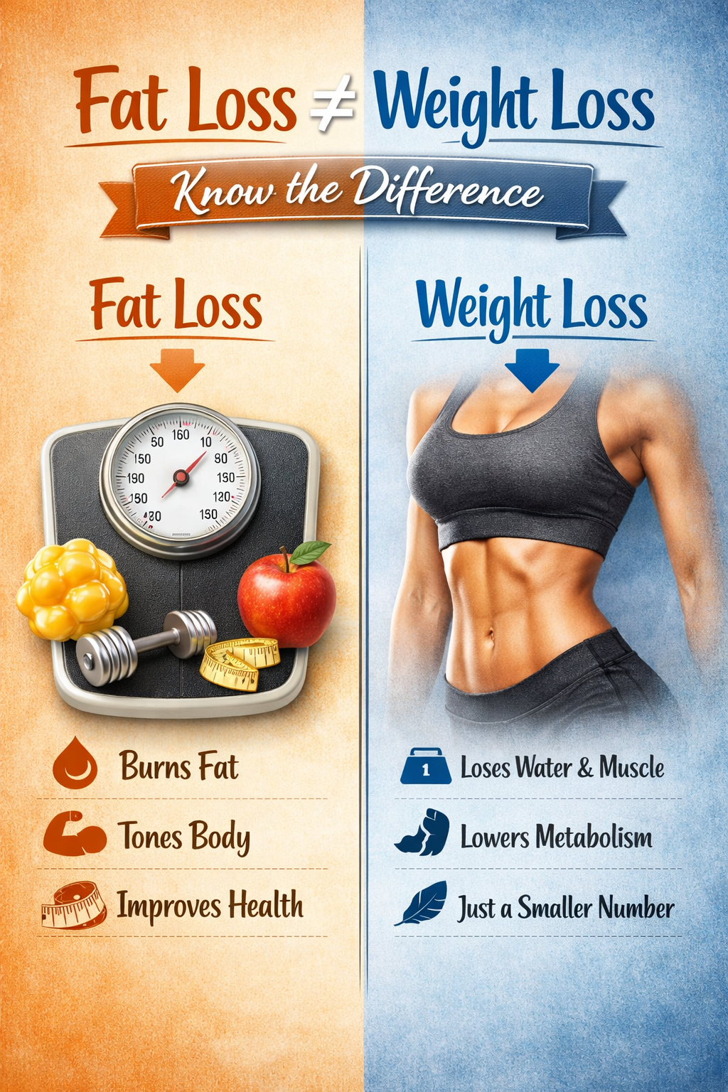 Story: Clear fat-loss versus weight-loss comparison
