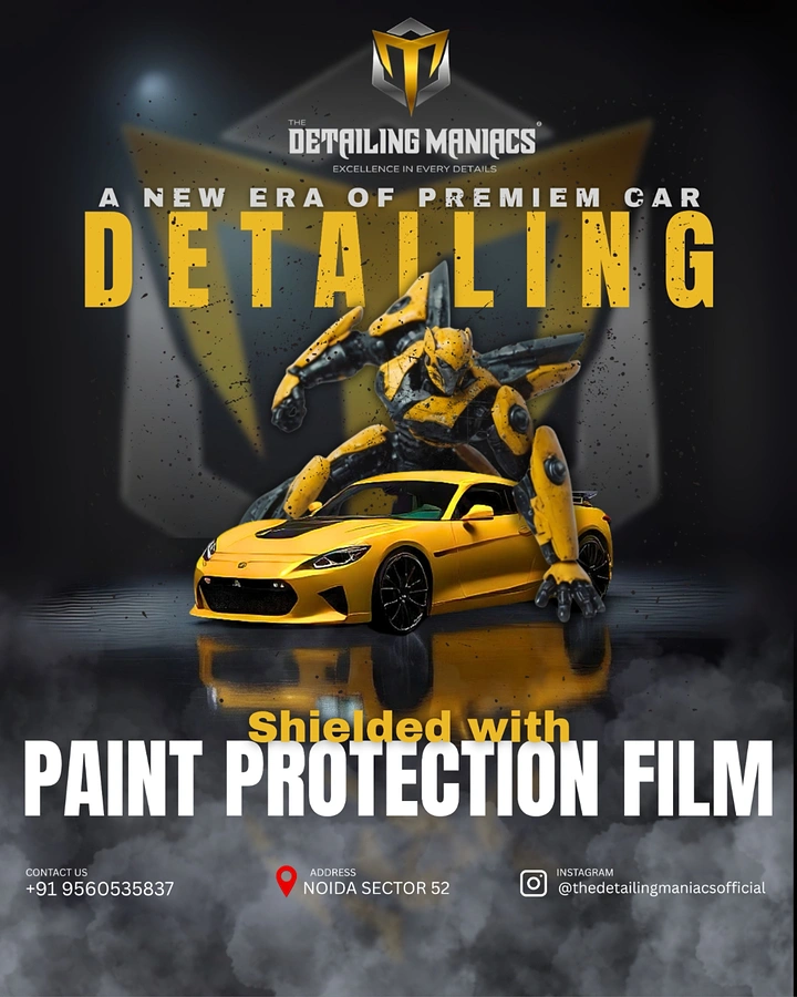 Window Tinting & Car Wraps creative ad: Giant detailer creates memorable scale metaphor
