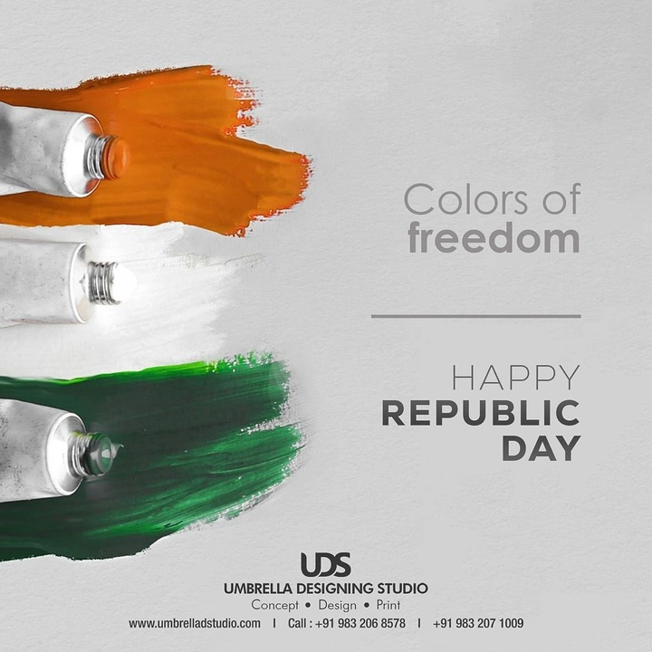 Republic Day creative ad: Three paint tubes squeezing saffron, white and green strokes