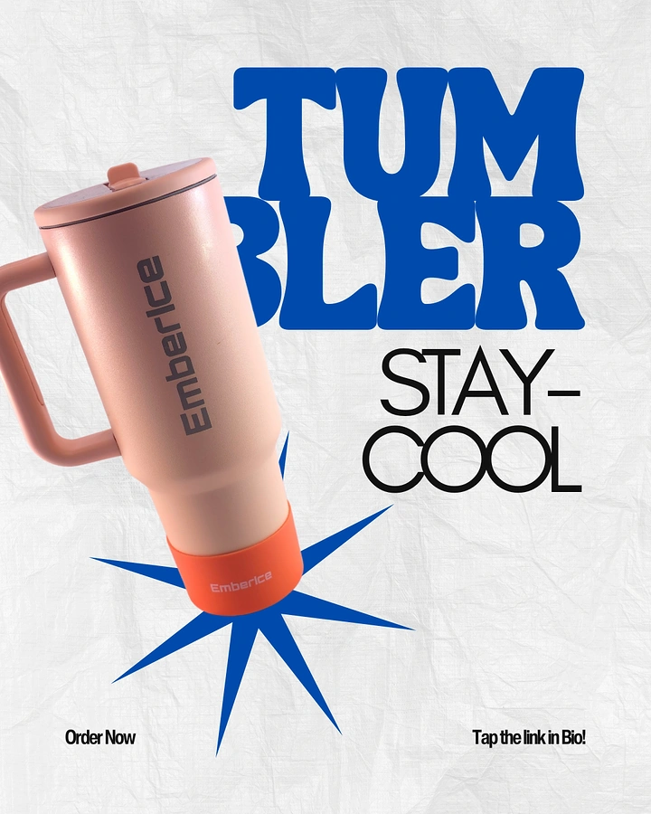 Tumblers, Flasks & Drinkware creative ad: Tumbler typography with bold starburst
