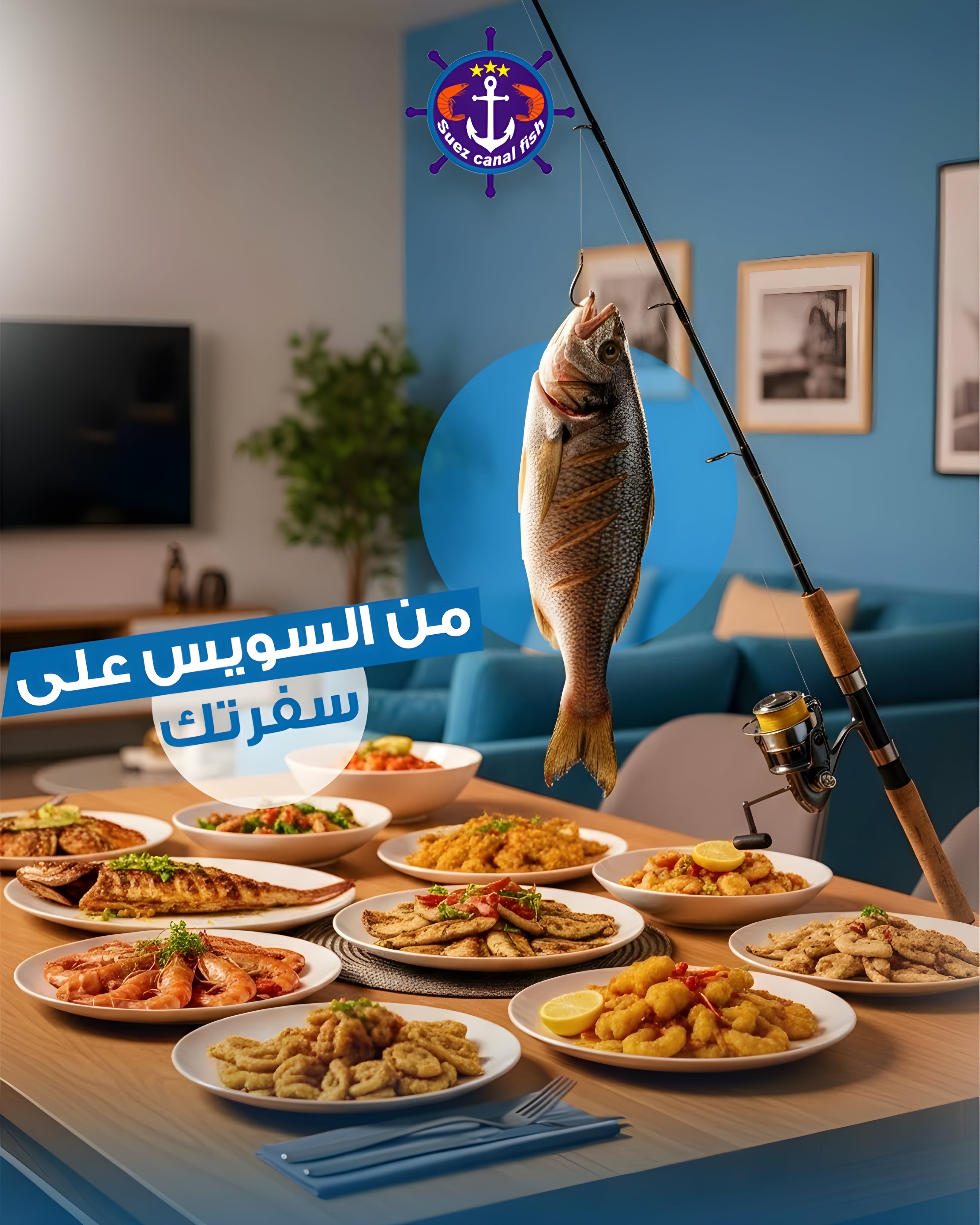Instagram post: Fish-catching restaurant meal metaphor