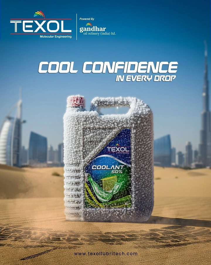 Engine Oil & Lubricants creative ad: Ice texture visualizes cool confidence