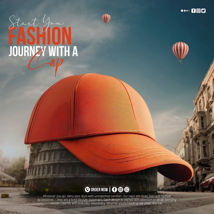 Hats & Caps creative ad: Oversized cap turns fashion into spectacle