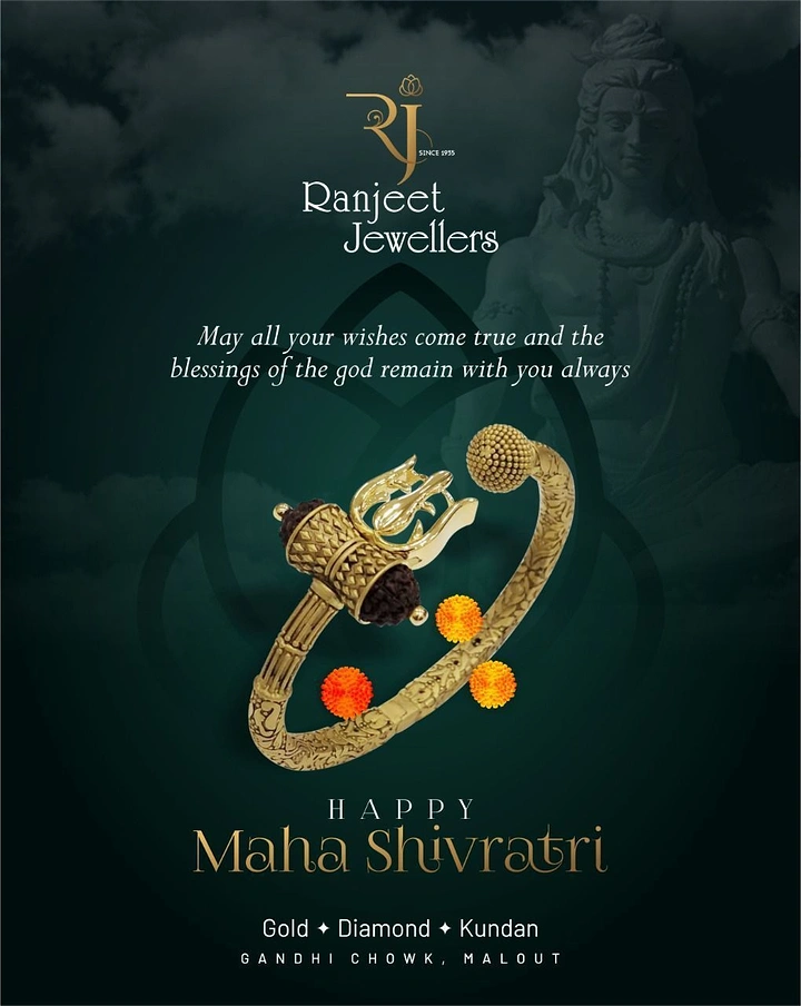 other-festival creative ad: Antique gold kada bracelet with trishul and rudraksha