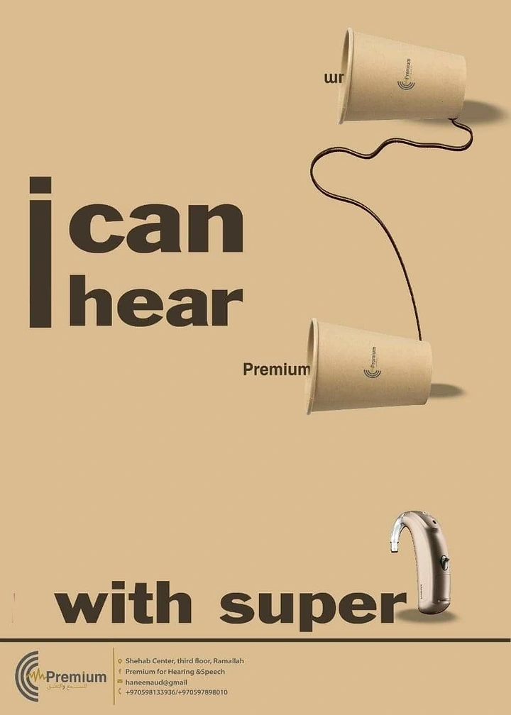 Hearing Aids creative ad: Paper cup telephone to hearing aid