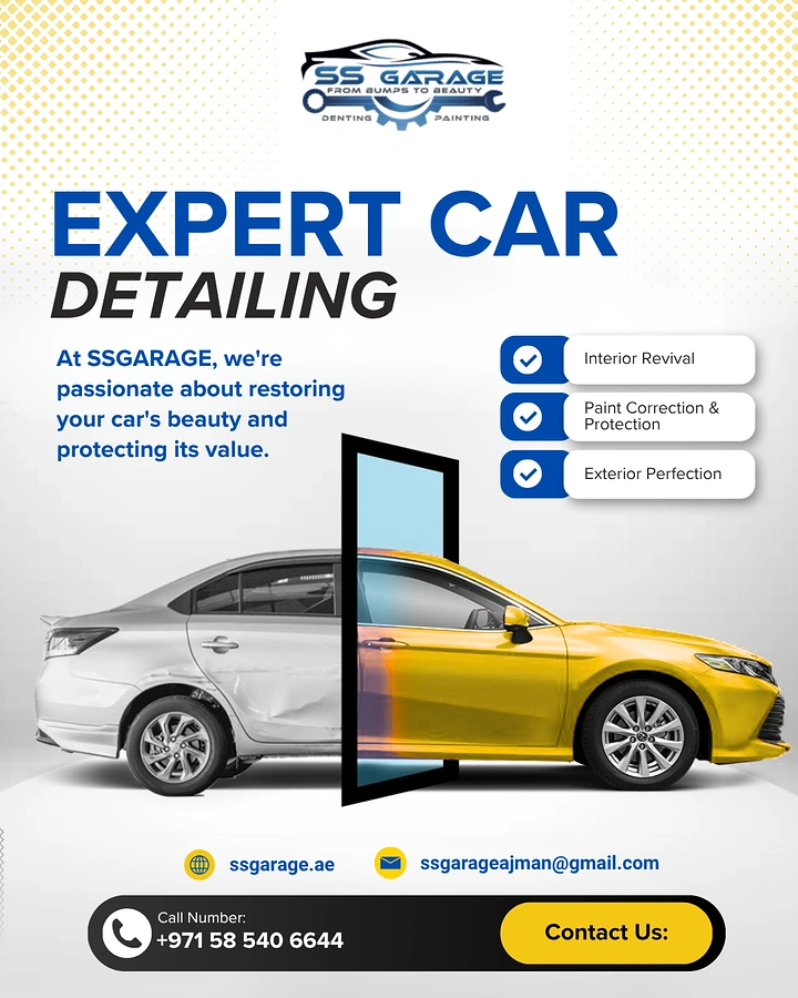 Car Wash & Detailing creative ad: Door reveal splits car before/after