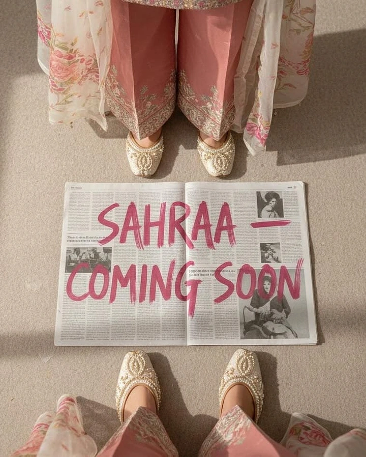 Ethnic Wear & Sarees creative ad: Painted newspaper teaser between juttis