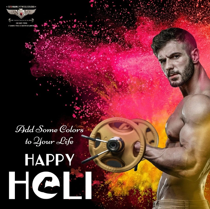 Holi creative ad: Weight plate becomes O in HOLI