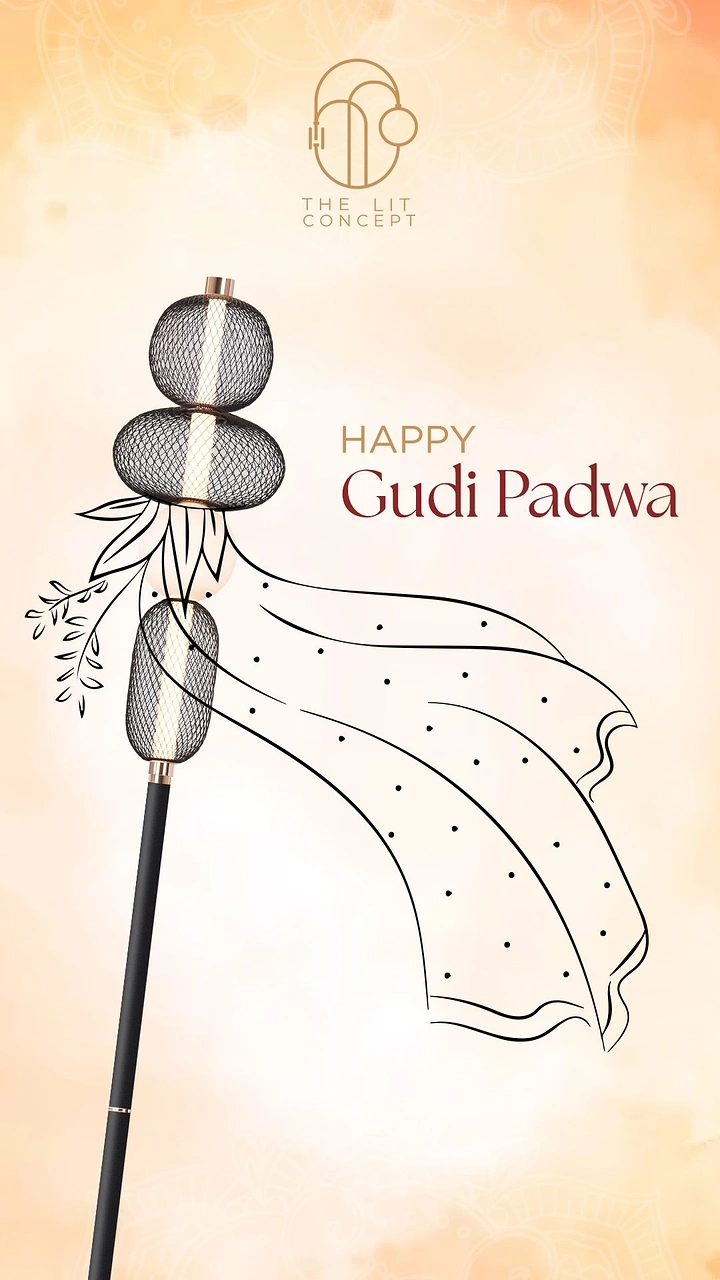 Gudi Padwa creative ad: Brand's pendant lamps stacked into Gudi
