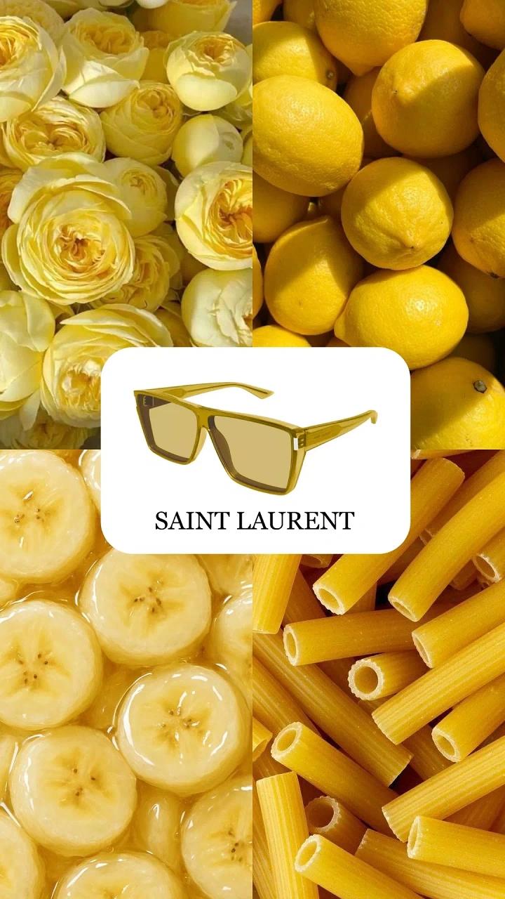 Opticians & Eye Care creative ad: Yellow frames matched to lemons, bananas, pasta
