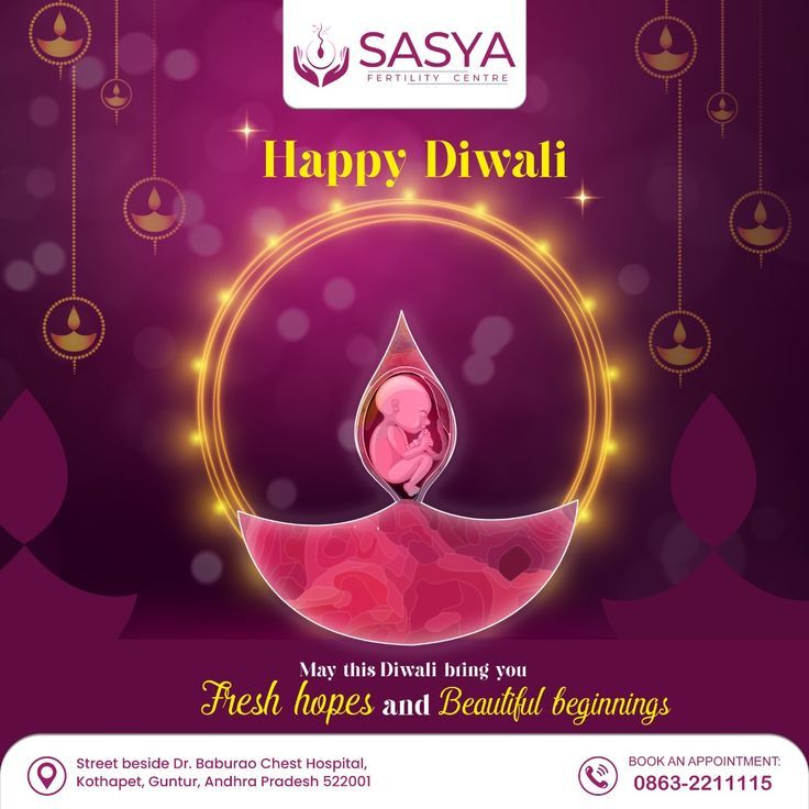 Diwali Instagram post: Diya shape containing a fetus in a womb