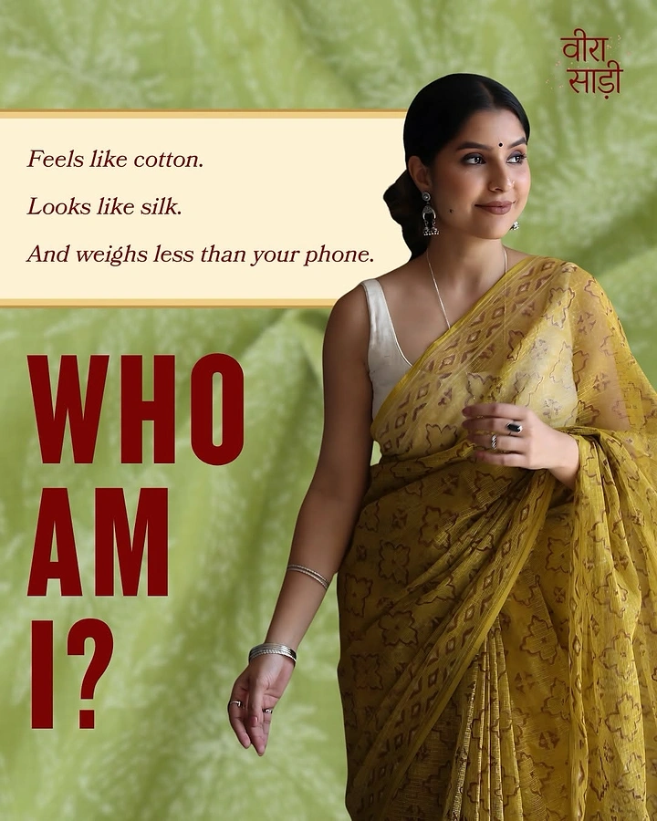 Ethnic Wear & Sarees creative ad: Riddle copy: lighter than your phone