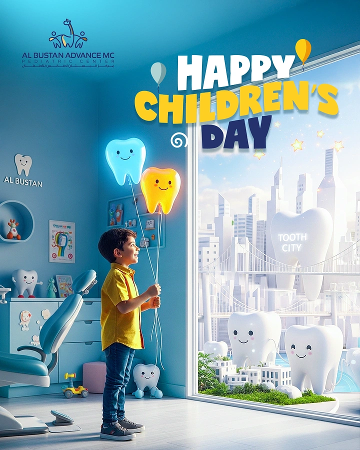 Pediatricians & Children's Clinics creative ad: Tooth city makes Children’s Day memorable
