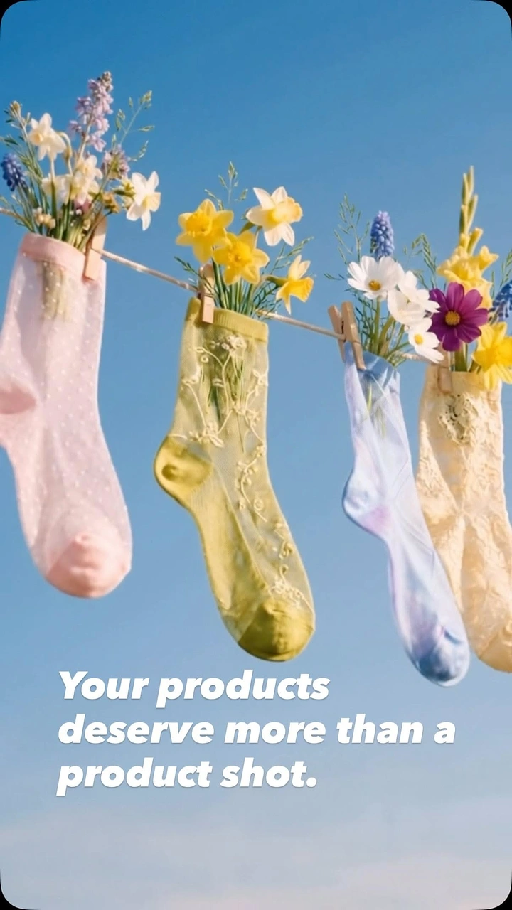 Socks Brands creative ad: Socks transformed into flower vases