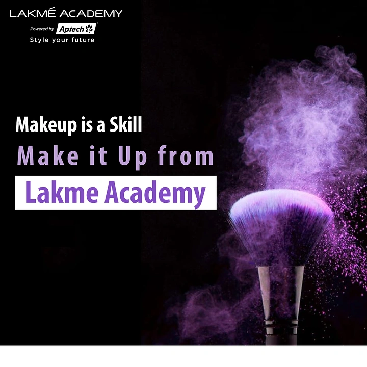 Makeup & Beauty Academies creative ad: Powder-cloud silhouette adds transformation metaphor