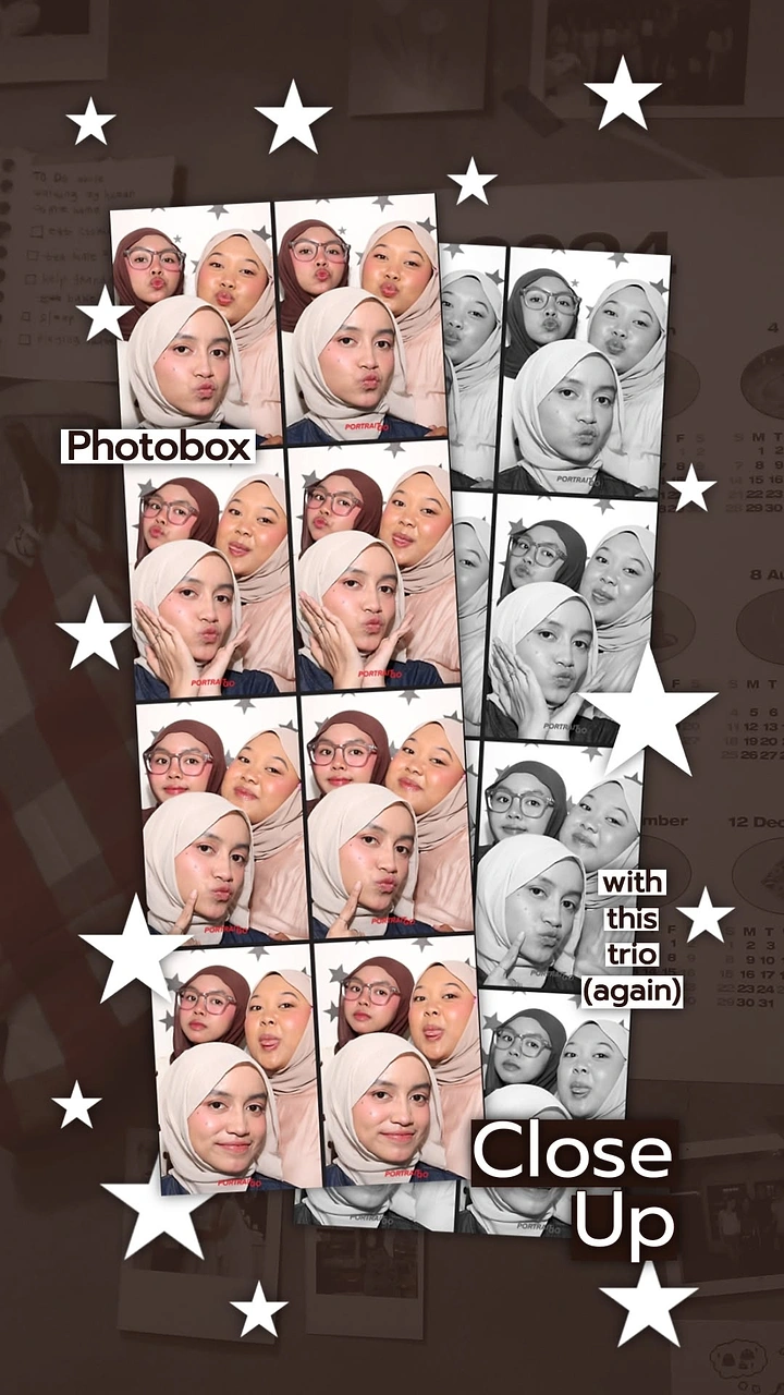 Photo Booth Rentals creative ad: Starry close-up photo-strip composition