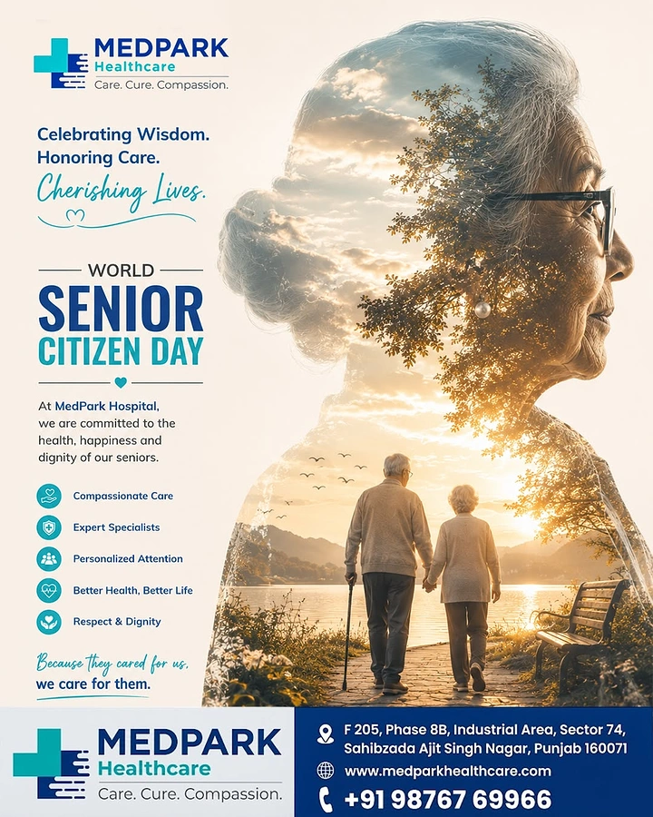 Senior Care creative ad: Double-exposure silhouette holding life memories
