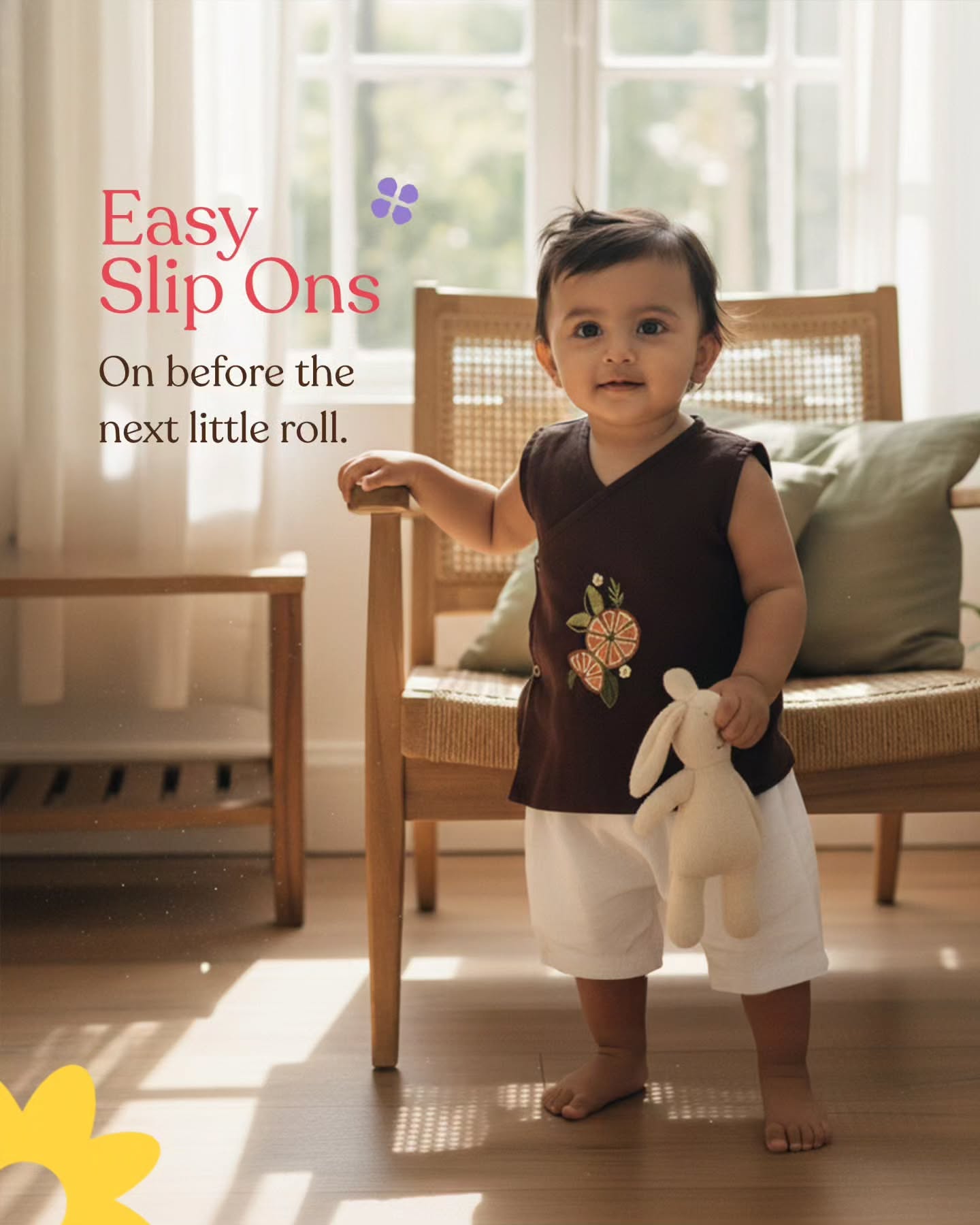 Instagram post: Babies move more, clothes keep up, slide 5