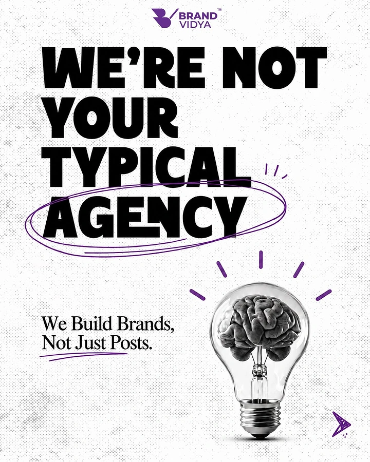 Agency creative ad: Brain-in-bulb bold 'not typical agency' copy
