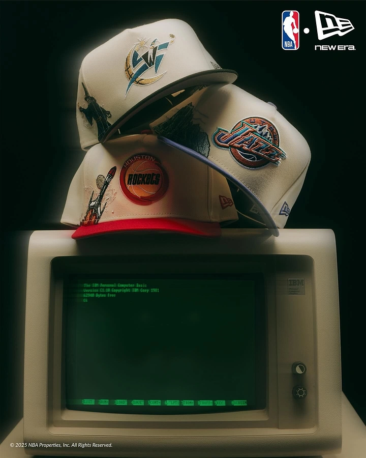 Hats & Caps creative ad: Retro CRT display becomes hat pedestal