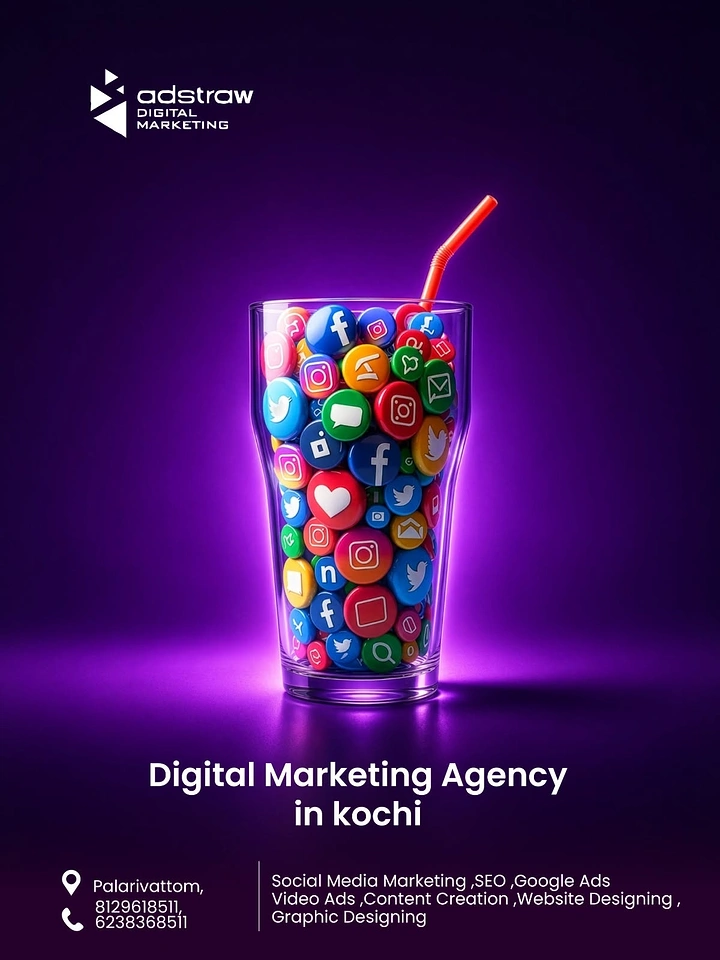 Agency creative ad: Glass of social icons as drink metaphor