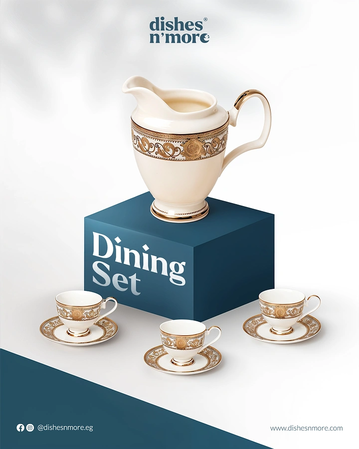 Tableware & Crockery creative ad: Unexpected dining-set products arranged around cube