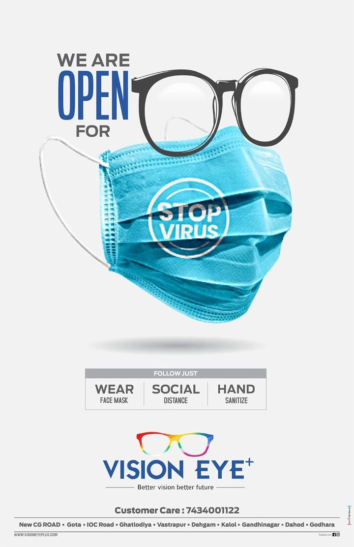 Opticians & Eye Care creative ad: Glasses on face mask form a face