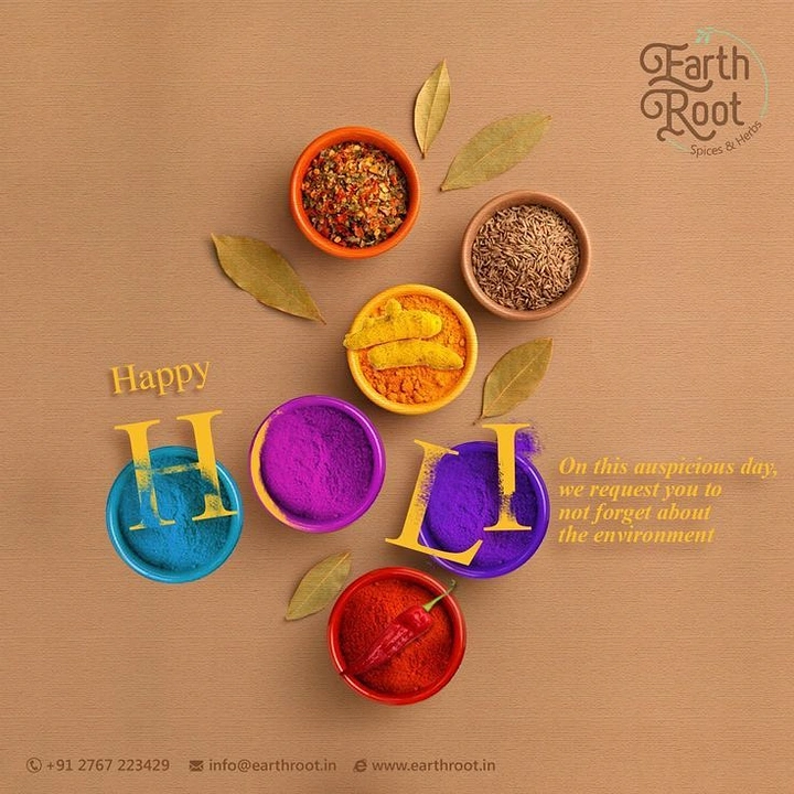Holi creative ad: Top-down bowls of spices and colour powders