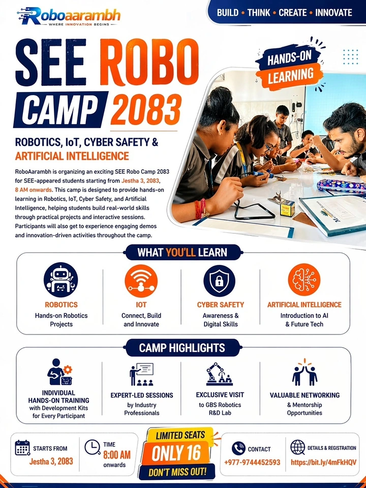 Robotics & STEM Classes creative ad: Futuristic Robo Camp 2083 concept