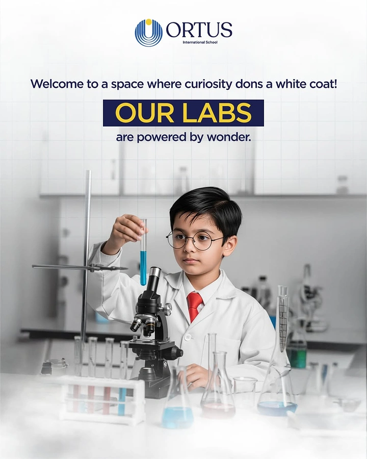 Robotics & STEM Classes creative ad: Curiosity dons a white coat metaphor