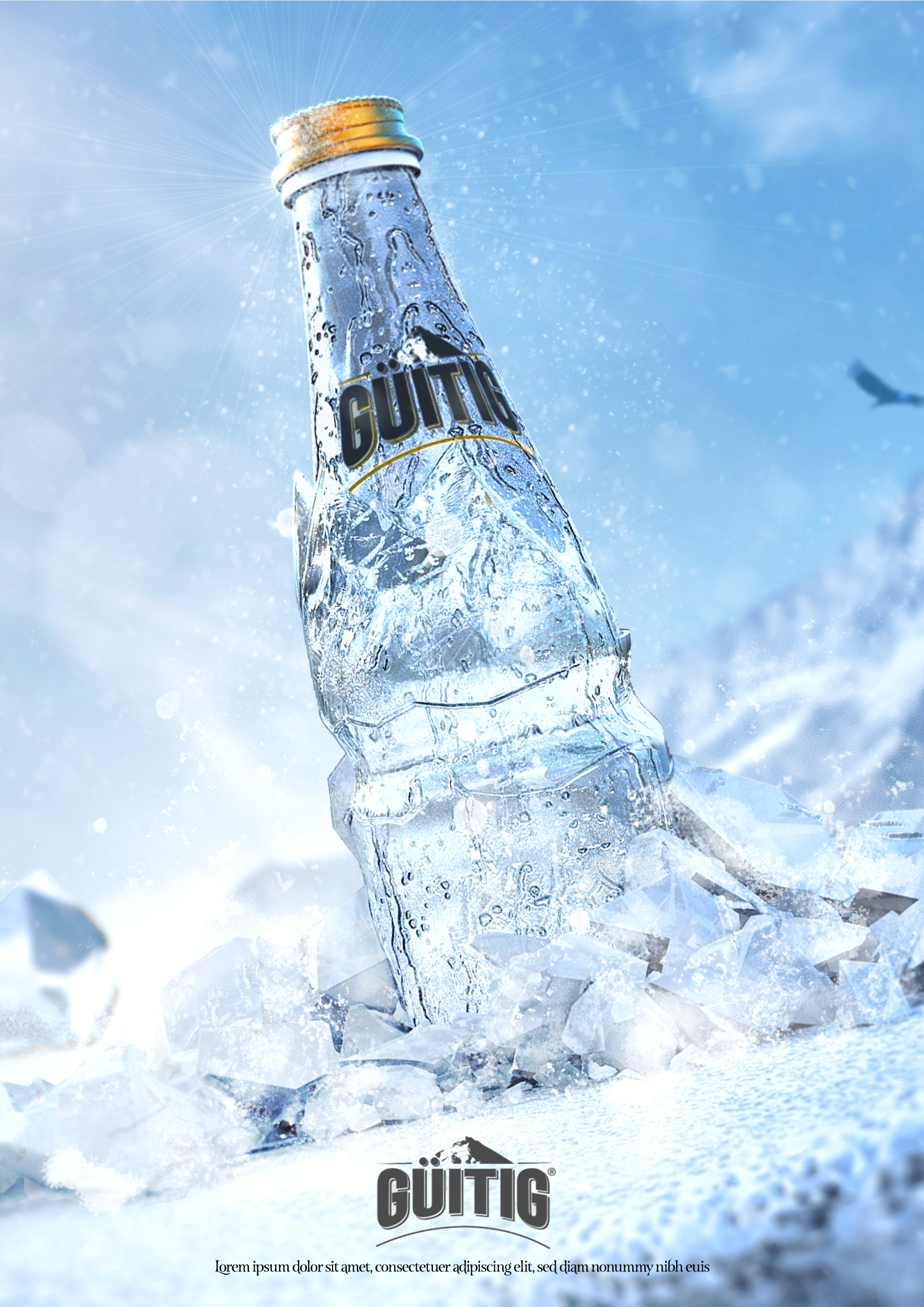 Story: Ice-sculpted bottle creates a clear freshness metaphor