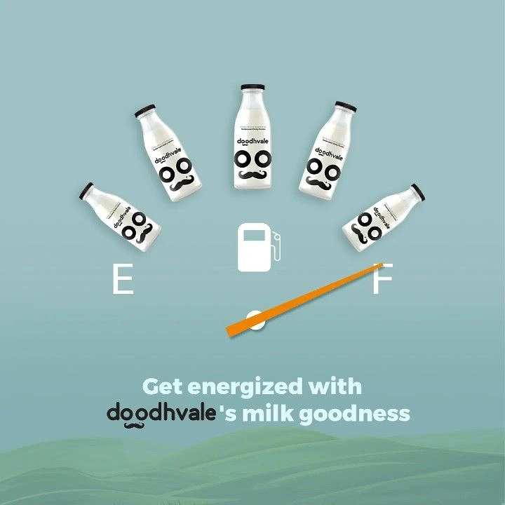 Dairy Brands creative ad: Milk bottles as fuel gauge