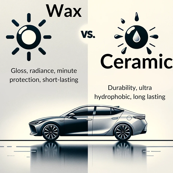 Car Wash & Detailing creative ad: Split car comparison: wax vs ceramic