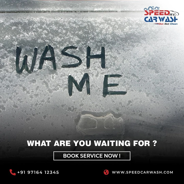 Car Wash & Detailing creative ad: 'Wash me' written in dirty glass idea