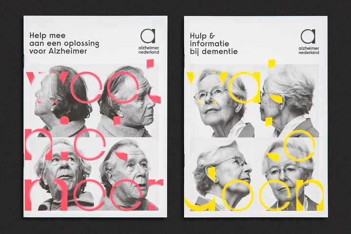 Senior Care creative ad: Dementia posters, fragmented faces metaphor