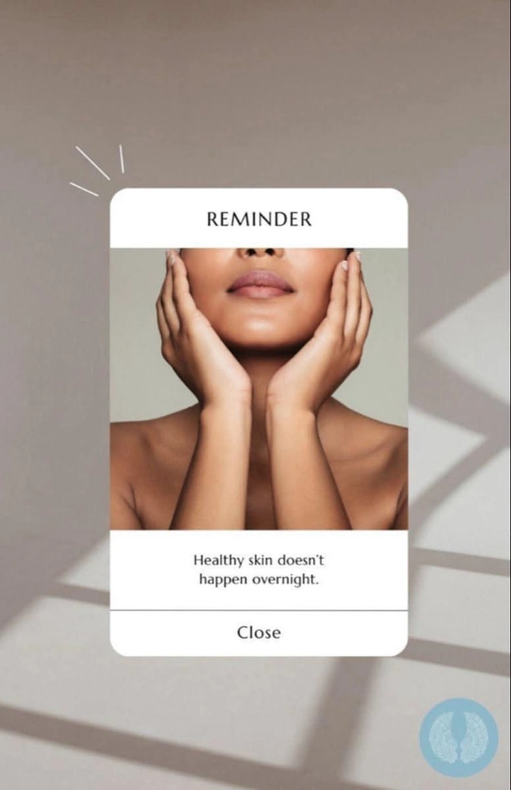 Skin & Cosmetic Clinics creative ad: Phone pop-up reminder metaphor for skincare